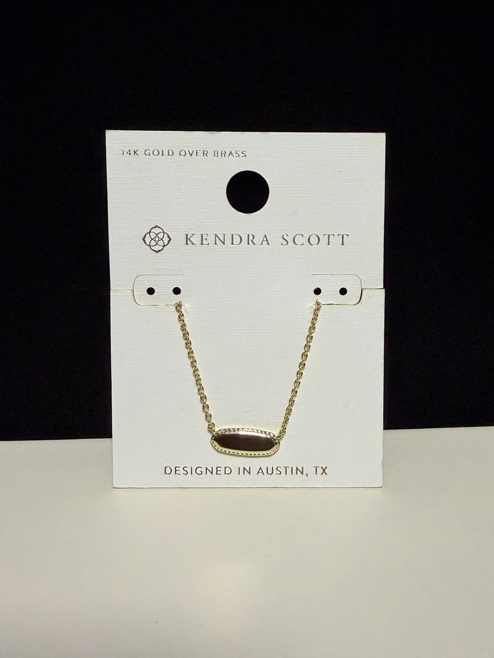 Kendra Scott NWT Jayne Black Mother of Pearl Pendant Necklace Gold Over Brass